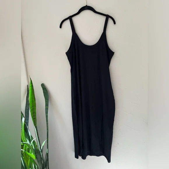 🖤NEW MATE THE LABEL TENCEL RIB DRESS IN JET BLACK XL - Picture 3 of 4